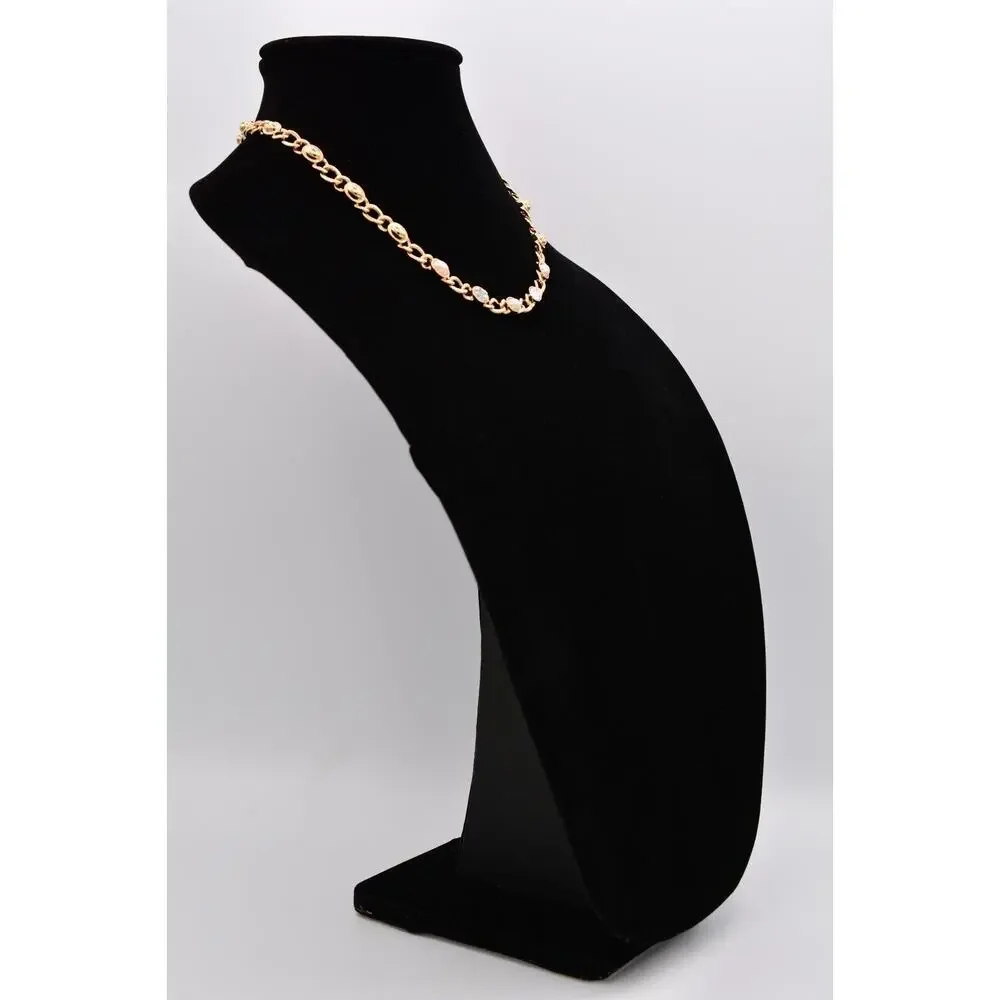 Vintage Collar Necklace Gold Rhinestone Crystal Faux Pearl Chain Heavy Y2K 9J